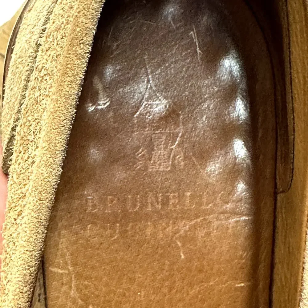 NEW HEELS Brunello Cucinell Brown Suede Penny Loafer Made in Italy EU 43 US 10 D
